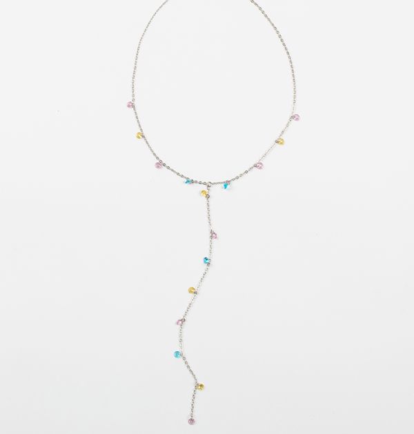 Necklace-tie with multi-colored cubic zirconia