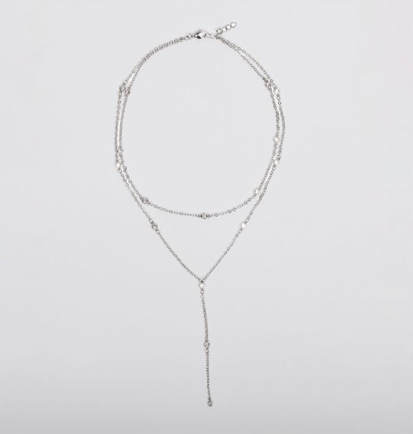 Double necklace with cubic zirconia